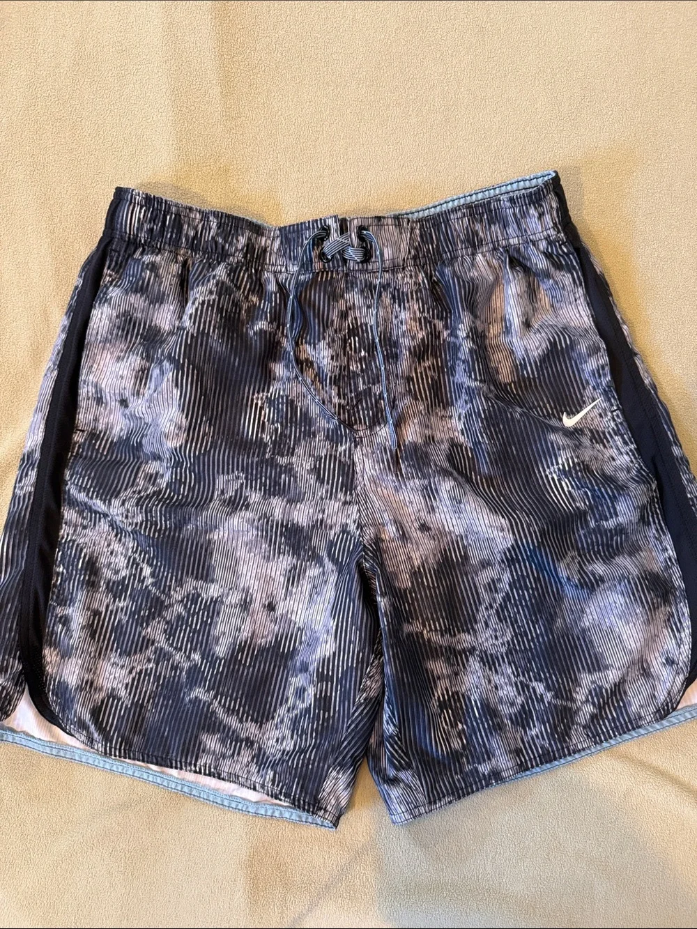 Nike Black & Gray Textured Pattern Swim Shorts